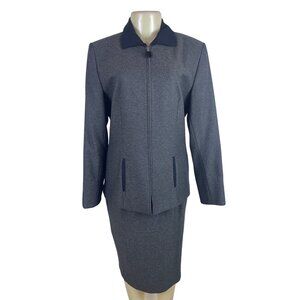 Sag Harbor Suit Ladies Grey Jacket & Skirt Set Formal Office Wear Sz 10 - New
